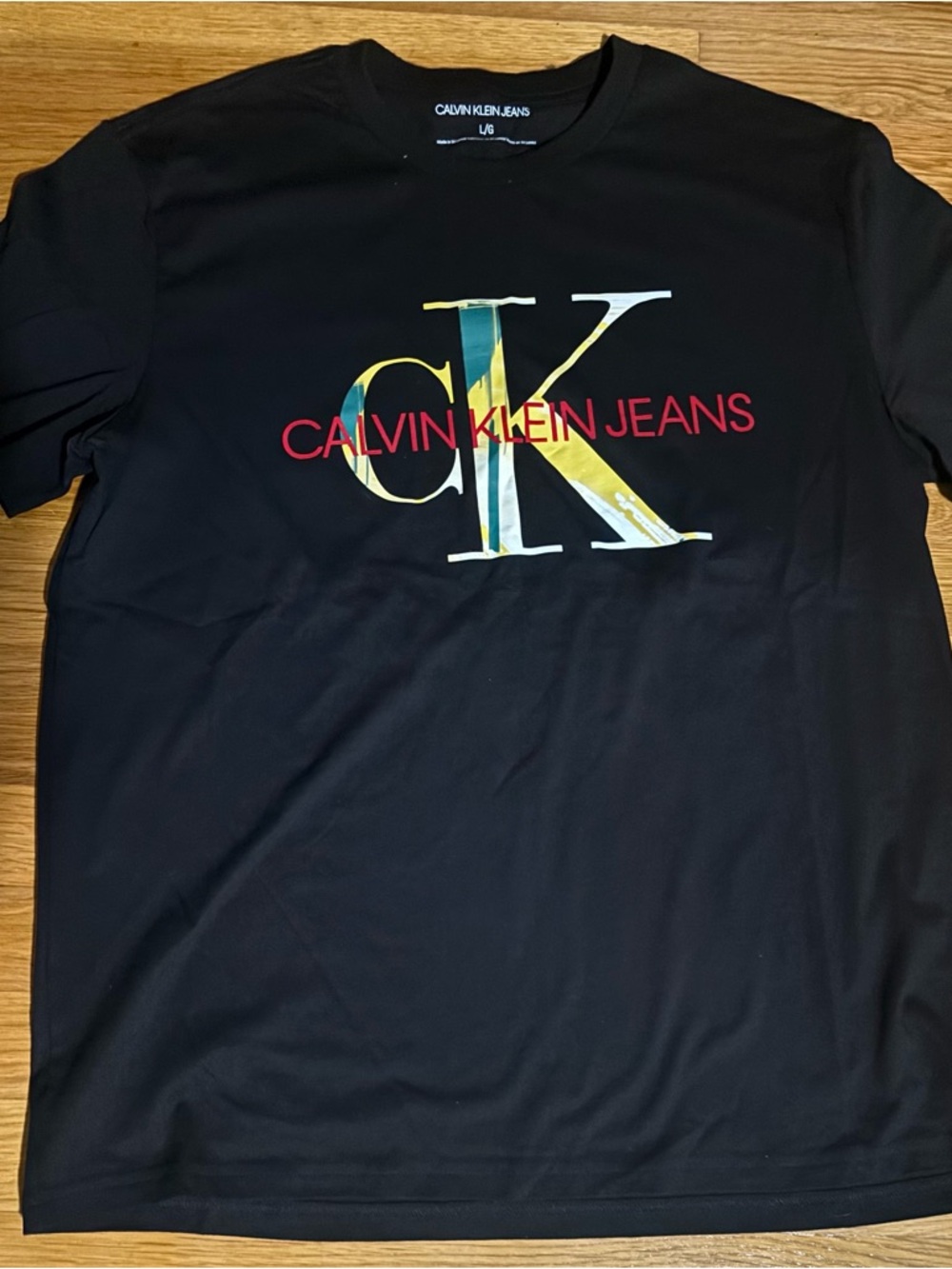 Calvin Klein Black Crewneck Tee with Label Detail